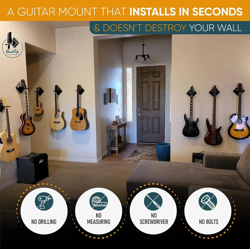 Easy Hanger Guitar Wall Mount - Stylish & Durable Instrument Hanger ...